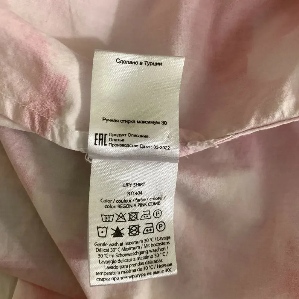 ROTATE Size M Pink White Cotton Print Button Up Shirt - Picture 7 of 8